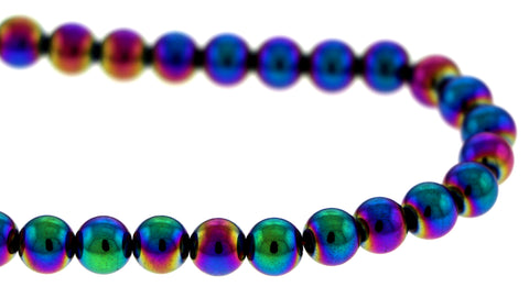 8mm Magnetic Hematite Rainbow Round MH44 - Mi Amore