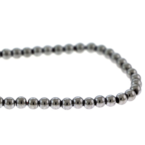 6mm Magnetic Hematite Round Silverplate Mh57