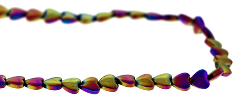 8mm Rainbow puffed heart magnetic hematite MH80