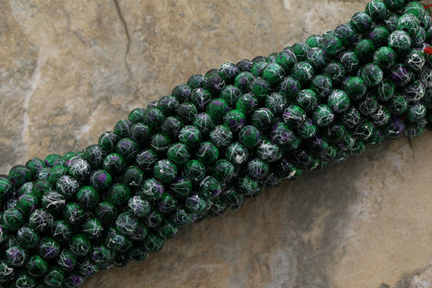 6mm Magnetic Marble Round Green/White MM08