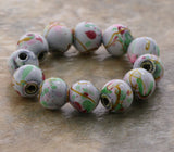 6mm Magnetic Marbelized Round White MM12