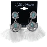Faceted Drop-Dangle-Earrings With Crystal Accents Silver-Tone & Blue Colored #MQE017