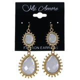 Faceted Dangle-Earrings With Bead Accents White & Gold-Tone Colored #MQE018