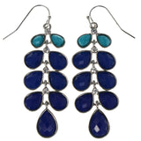 Faceted Teardrop Ombre Dangle-Earrings With Crystal Accents Blue & Silver-Tone Colored #MQE025