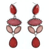 Faceted Teardrop Drop-Dangle-Earrings With Bead Accents Pink & Silver-Tone Colored #MQE032