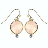 Faceted Dangle-Earrings With Bead Accents Pink & Gold-Tone Colored #MQE037