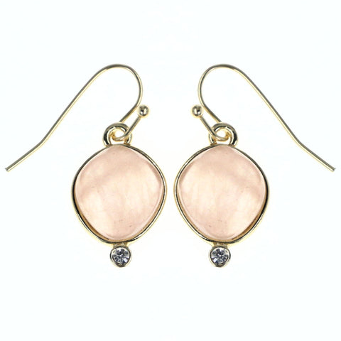 Faceted Dangle-Earrings With Bead Accents Pink & Gold-Tone Colored #MQE037