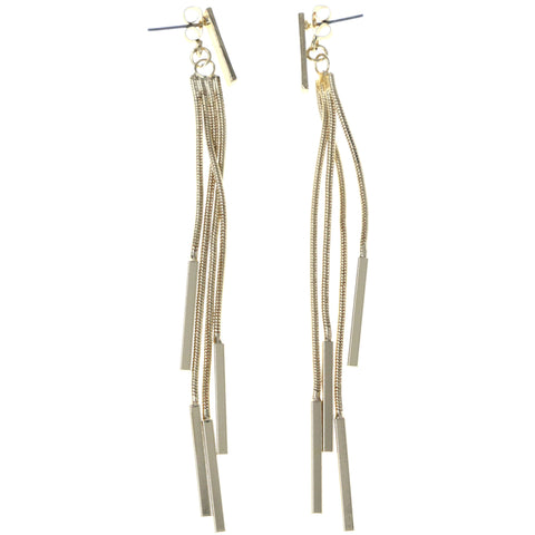Gold-Tone Metal Dangle-Earrings With tassel Accents #MQE070