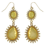Faceted Dangle-Earrings With Bead Accents Yellow & Gold-Tone Colored #MQE074