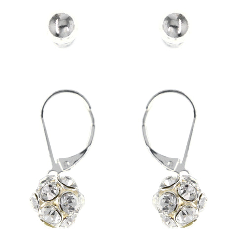 Earring Set Dangle-Earrings With Crystal Accents  Silver-Tone Color #MQE078