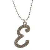 Initial E Adjustable Length Pendant-Necklace  With Crystal Accents Silver-Tone Color #3268