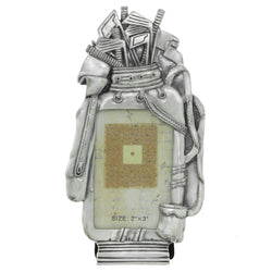 Golf Bag With Clubs Holds approx. 2x3in Photo Picture-Frame Pewter Color  #PF15
