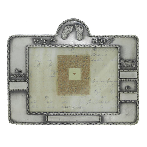 it’s a Boy Customize with Birth Details Holds approx. 5x3.5in Photo Picture-Frame Pewter Color  #PF16