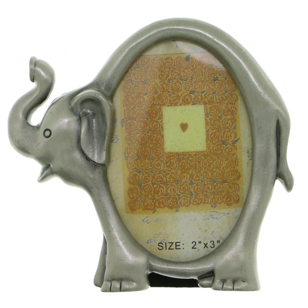Elephants Holds approx. 2x3in Photo Picture-Frame Pewter Color  #PF42