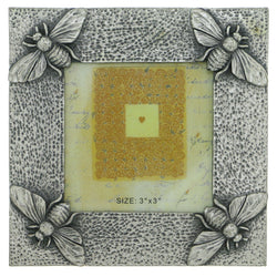 Bee Insect Holds approx. 3x3in Photo Picture-Frame Pewter Color  #PF45