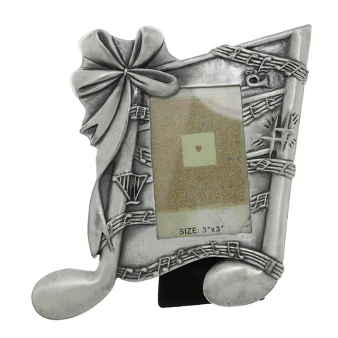 Musical Symbols Eighth Notes Holds approx. 3x3in Photo Picture-Frame Pewter Color  #PF47