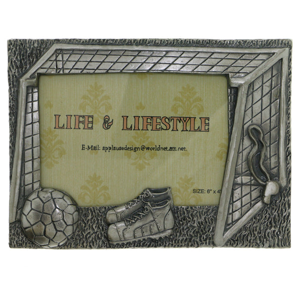 Soccer Themed Holds approx. 6x4in Photo Picture-Frame Pewter Color  #PF54