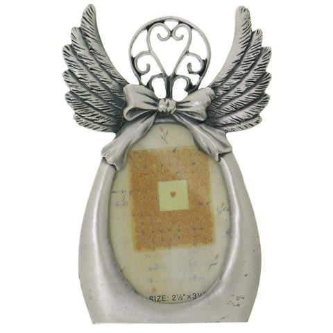Frame with Wings Holds approx. 3.5x3.5in Photo Picture-Frame Pewter Color  #PF55