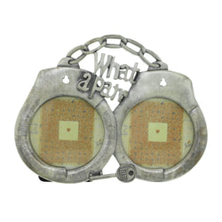 Handcuffs & Key What A Pair Holds approx. 2- 2.5x2.5in Photos Dual-Photo-Frame Pewter Color  #PF5