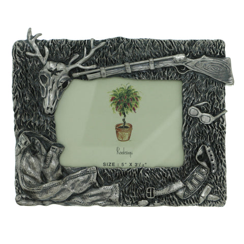 Hunting Holds approx. 5x3.5in Photo Picture-Frame Pewter Color  #PF61