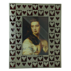 Heart Holds approx. 3.5x5in Photo Picture-Frame Pewter & Red Colored #PF65