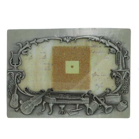 Music Themed Holds approx. 5.5x3in Photo Picture-Frame Pewter Color  #PF72
