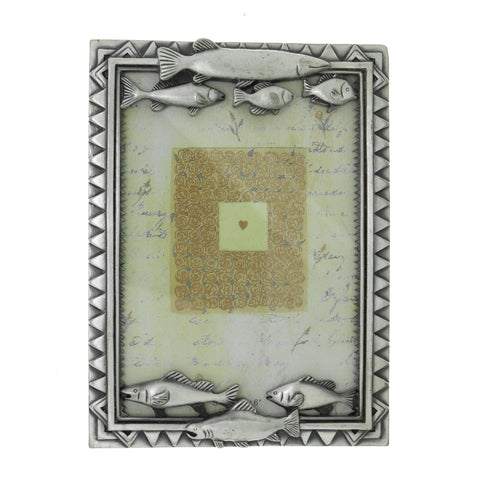 Fish Holds approx. 4x6in Photo Picture-Frame Pewter Color  #PF7
