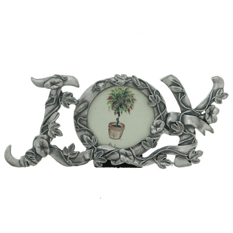 JOY Floral Theme Holds approx. 1.75x1.5in Photo Picture-Frame Pewter Color  #PF90