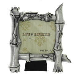 Bamboo Holds approx. 3.5x3.5in Photo Picture-Frame Pewter Color  #PF9