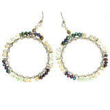 AB Finish Dangle-Earrings With Bead Accents Gold-Tone & Multi Colored #4207