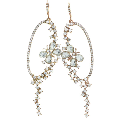 Butterfly Dangle-Earrings With Crystal Accents  Gold-Tone Color #4225