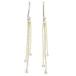 Silver-Tone & Gold-Tone Colored Metal Dangle-Earrings With Crystal Accents #4203