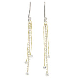 Silver-Tone & Gold-Tone Colored Metal Dangle-Earrings With Crystal Accents #4203