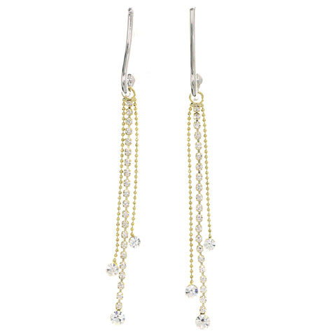 Silver-Tone & Gold-Tone Colored Metal Dangle-Earrings With Crystal Accents #4203