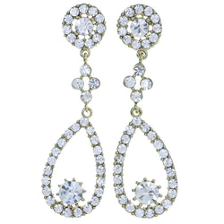 Gold-Tone Metal Drop-Dangle-Earrings With Crystal Accents #4205