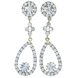 Gold-Tone Metal Drop-Dangle-Earrings With Crystal Accents #4205