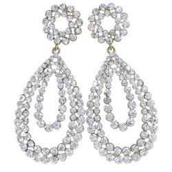 Gold-Tone Metal Drop-Dangle-Earrings With Crystal Accents #4208