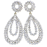 Gold-Tone Metal Drop-Dangle-Earrings With Crystal Accents #4208