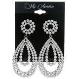 Gold-Tone Metal Drop-Dangle-Earrings With Crystal Accents #4208