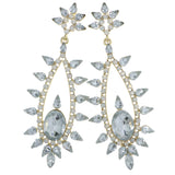 Gold-Tone Metal Drop-Dangle-Earrings With Crystal Accents #4190