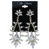 Gold-Tone Metal Drop-Dangle-Earrings With Crystal Accents #4190