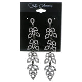 Gray Metal Drop-Dangle-Earrings With Crystal Accents #4187