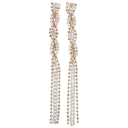 Rose-Gold-Tone Metal Dangle-Earrings With Crystal Accents #4215