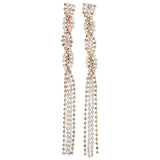 Rose-Gold-Tone Metal Dangle-Earrings With Crystal Accents #4215