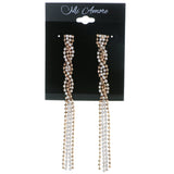 Rose-Gold-Tone Metal Dangle-Earrings With Crystal Accents #4215