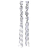 Silver-Tone Metal Dangle-Earrings With Crystal Accents #4202