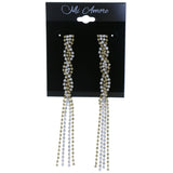 Gold-Tone Metal Dangle-Earrings With Crystal Accents #4211