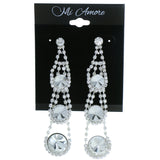 Silver-Tone Metal Drop-Dangle-Earrings With Crystal Accents #4216