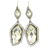 Gold-Tone & Yellow Colored Metal Drop-Dangle-Earrings With Crystal Accents #4198