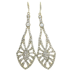 Gold-Tone Metal Dangle-Earrings With Crystal Accents #4212